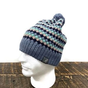 Kangol Pebble Knit Pull On Beanie Hat Top Pom Angora Wool‎ Blend Unisex
